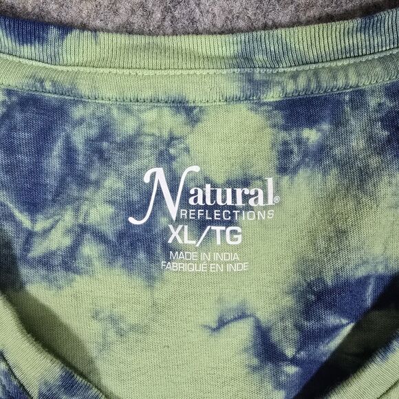Natural Reflections Womens XL Tie Dye V-Neck Short-Sleeve T-Shirt Green Blue - Picture 5 of 7